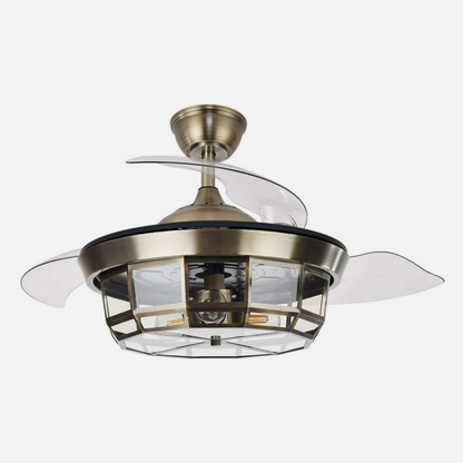 Alt Image: Ventilador de techo Tornado Mini Cuero 91cm de Abrila, modelo 222699014. Diseño elegante en cuero, ideal para interiores domésticos. Equipado con motor DC, 6 velocidades ajustables y aspas retráctiles. Funciona con mando remoto para comodidad total. Perfecto para ventilación en verano e invierno. #VentiladorTecho #TornadoMini #Abrila #VentilacionVeranoInvierno #MotorDC #AspasRetractiles #MandoRemoto #InteriorDomestico #Cuero