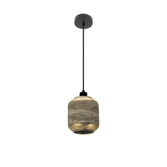 Colgante Vizela negro y oro envejecido 1xE27 de Abrila, lámpara colgante vintage minimalista en metal para iluminación moderna y decoración interior doméstica
