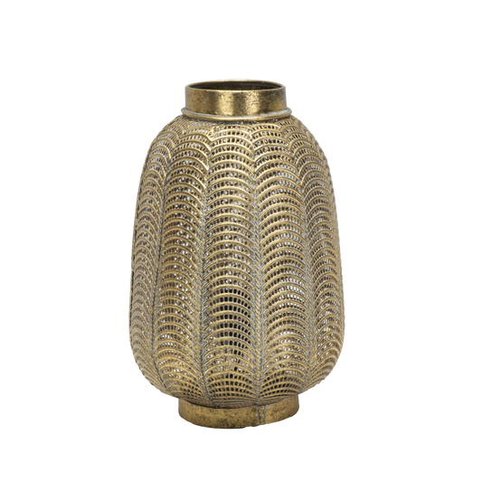 Lámpara de sobremesa Trikala en cuero envejecido por Abrila, diseño vintage moderno de metal para decoración interior doméstica