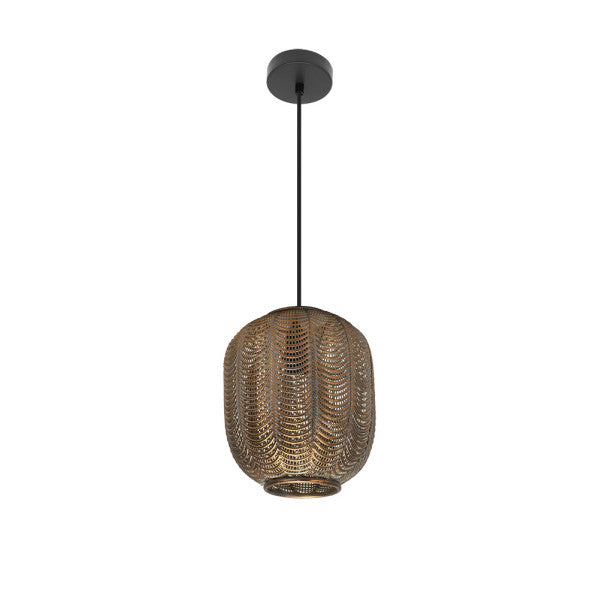 Lámpara colgante Trikala negro envejecido 1xE27 Abrila, farol marroquí vintage con metal y cuero, decoración iluminación interior moderna 223492529