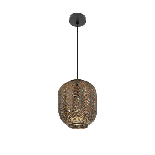 Lámpara colgante Trikala negro envejecido 1xE27 Abrila, farol marroquí vintage con metal y cuero, decoración iluminación interior moderna 223492529