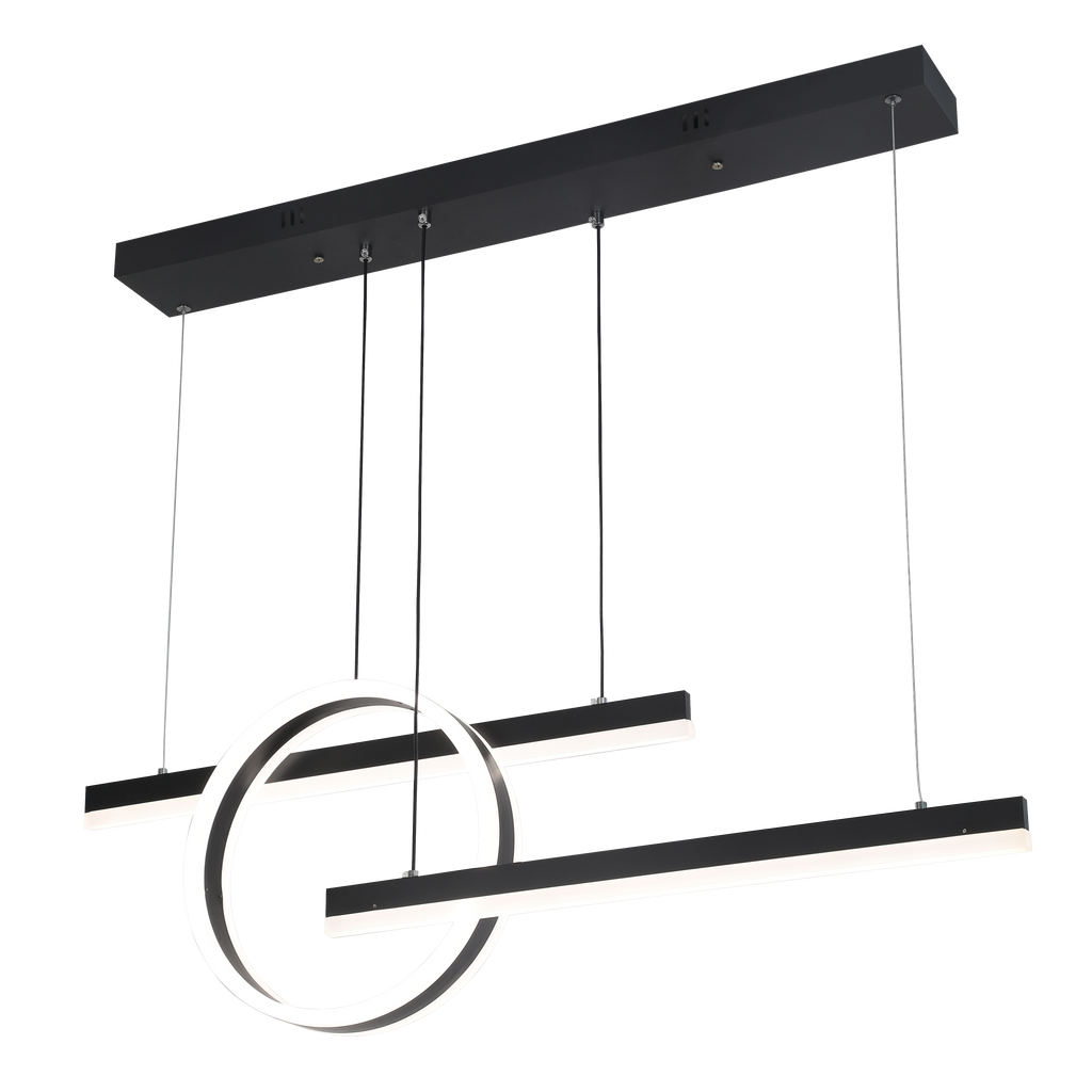 Lámpara colgante Lion negra 61W regulable con mando a distancia, LED para iluminación moderna interior y decoración Abrila