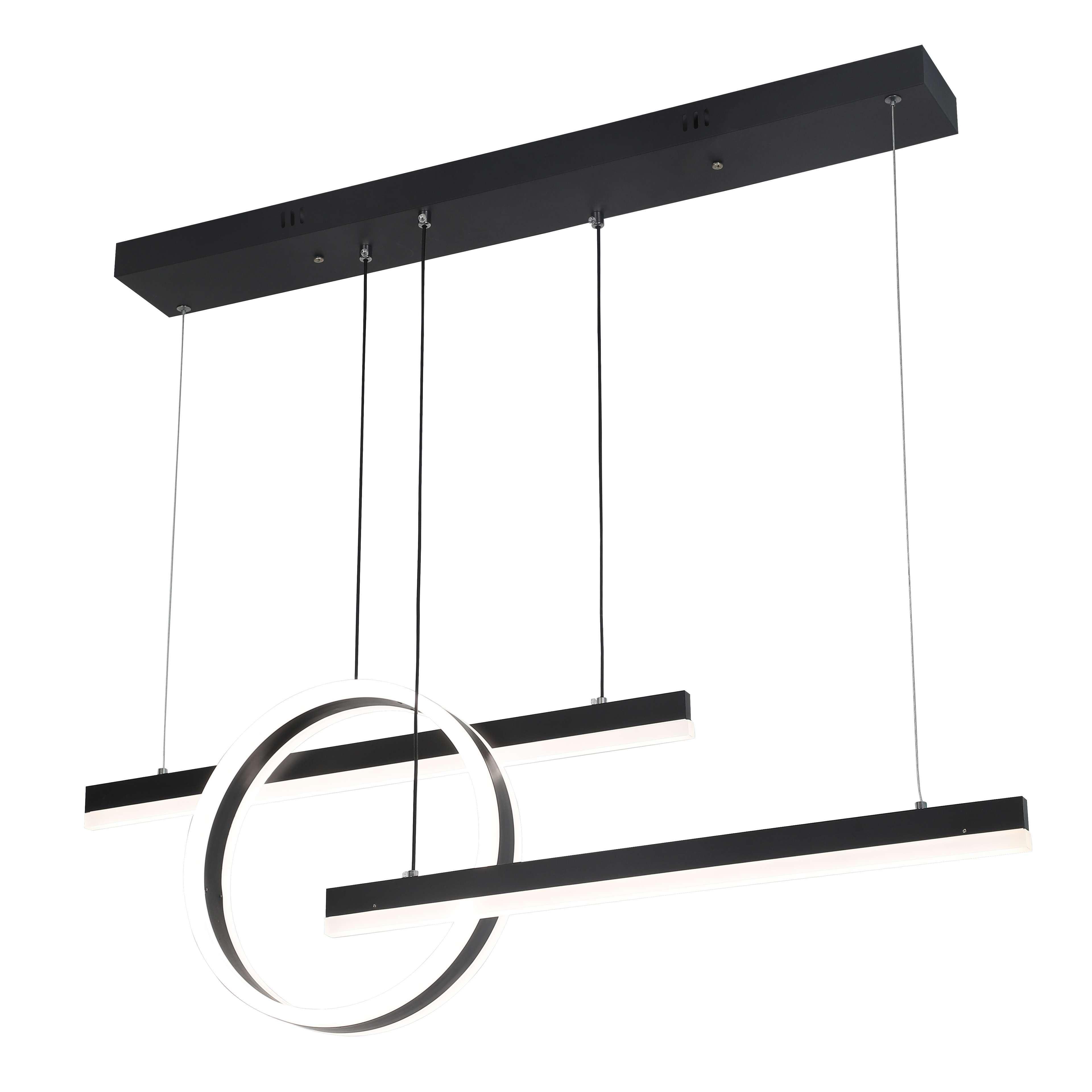 Lámpara colgante Lion negra 61W regulable con mando a distancia, LED para iluminación moderna interior y decoración Abrila