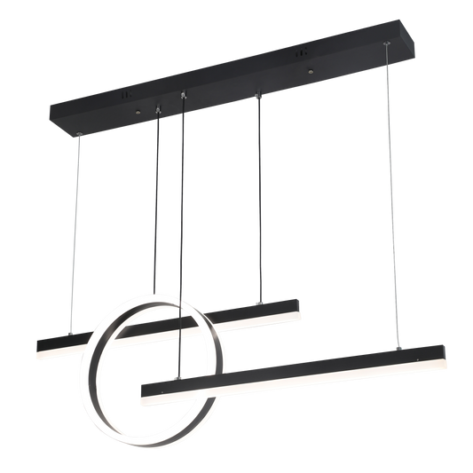 Lámpara colgante Lion negra 61W regulable con mando a distancia, LED para iluminación moderna interior y decoración Abrila