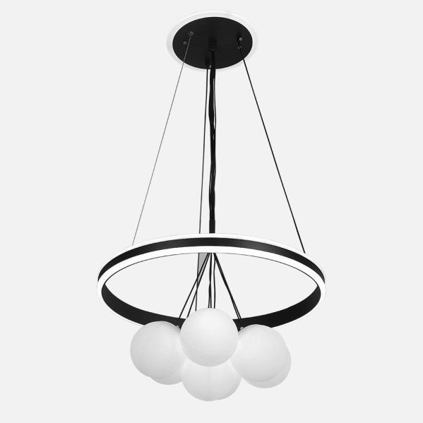 Lámpara colgante Rodano negra 104W LED Abrila, diseño moderno blanco/negro para decoración interior, con mando a distancia y ahorro energético.