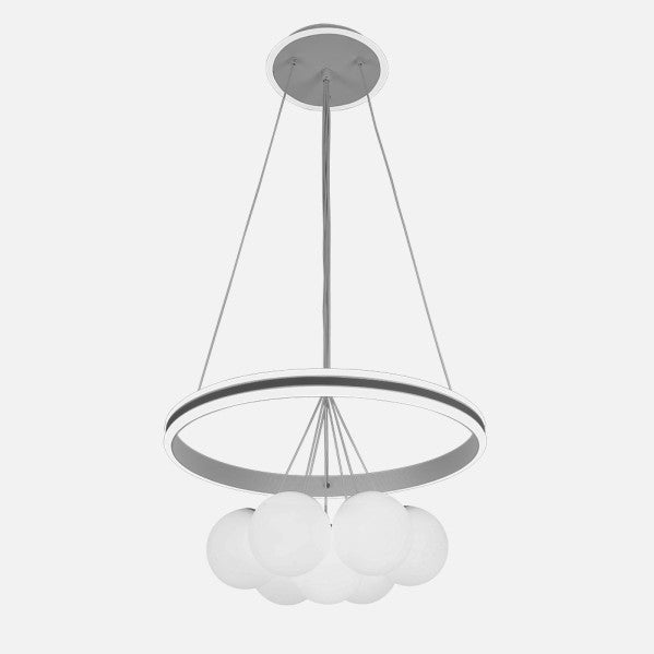 Lámpara colgante LED Rodano blanco gris Abrila, regulable con mando a distancia para iluminación interior moderna y decoración del hogar