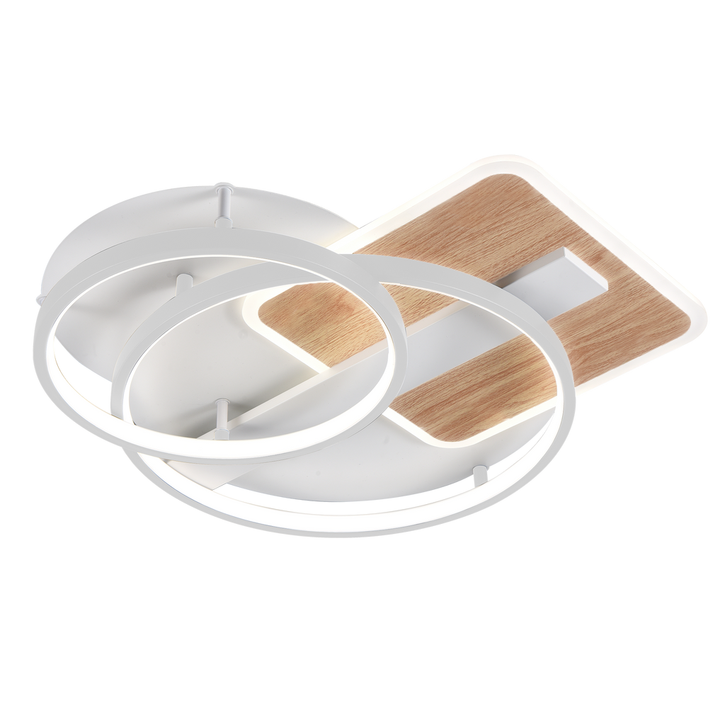 Plafon LED Azores Blanco/Haya 120W Abrila con mando a distancia, lámparas modernas para iluminación interior eficiente, LED integrado y decoración del hogar