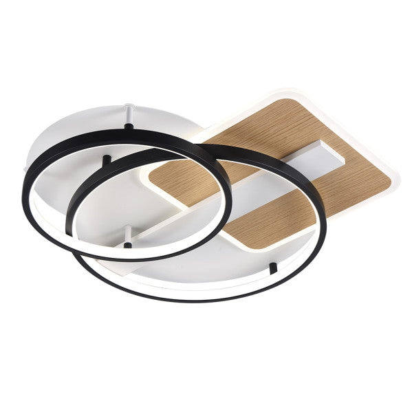 Plafon LED Azores negro/madera 120W de Abrila con LED integrada, mando remoto y diseño moderno para iluminación interior eficiente.