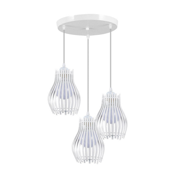 Plafón Ragusa blanco de Abrila, lámpara de techo moderna en metal 3xE27 36x36cm, diseño industrial vintage rústico para interior doméstico