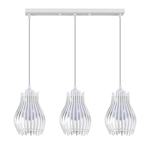 Lámpara colgante Regleta Ragusa blanca 3xE27 de Abrila, diseño industrial vintage rústico en metal para interior doméstico