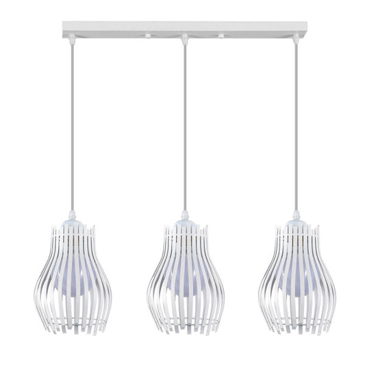 Lámpara colgante Regleta Ragusa blanca 3xE27 de Abrila, diseño industrial vintage rústico en metal para interior doméstico