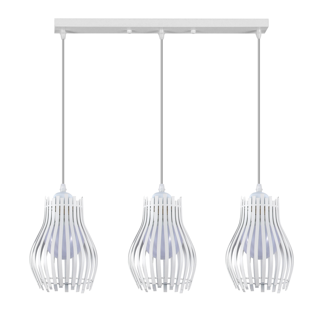 Regleta Ragusa blanca colgante de metal 3xE27 para iluminación interior doméstica industrial y vintage rústico - Abrila 224493001