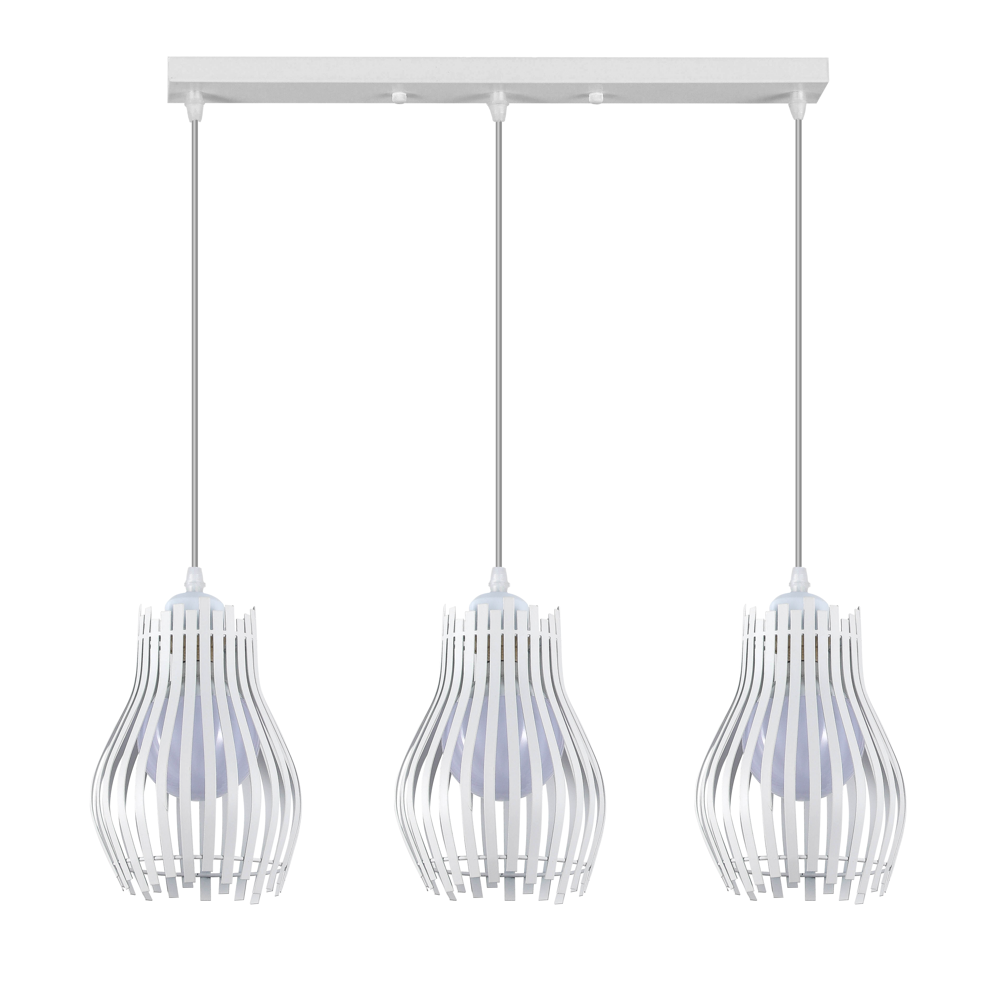 Regleta Ragusa blanca colgante de metal 3xE27 para iluminación interior doméstica industrial y vintage rústico - Abrila 224493001