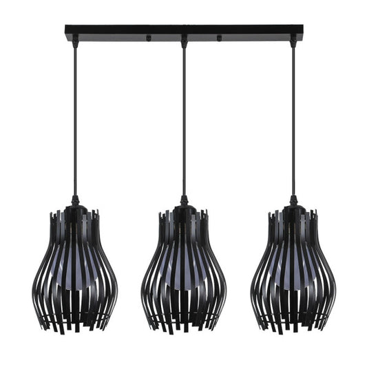 Regleta de luces colgantes Ragusa negra 3xE27 de Abrila, lámpara moderna industrial en metal para interiores domésticos vintage rústicos