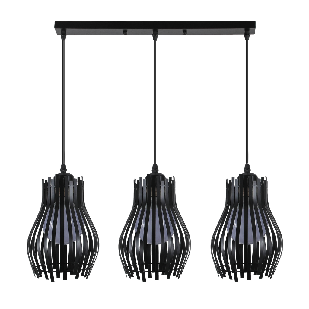 Regleta de luces colgantes Ragusa negra 3xE27, diseño moderno industrial en metal para interior doméstico, estilo vintage rústico - Abrila 224493009