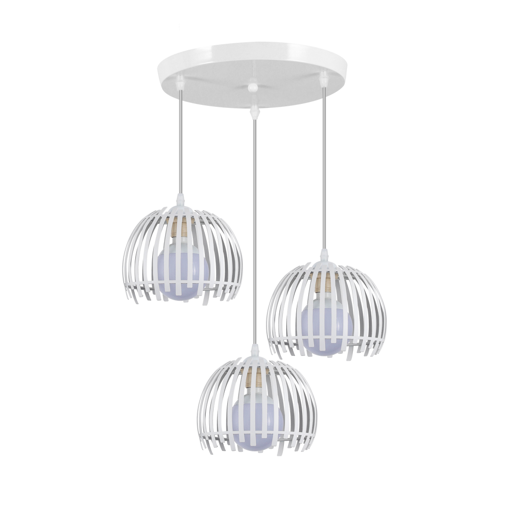 Plafon Latina Blanco 3xE27 de Abrila, lámpara de techo en metal blanco para interior doméstico, iluminación decorativa estilo industrial vintage rústico, modelo 224583001