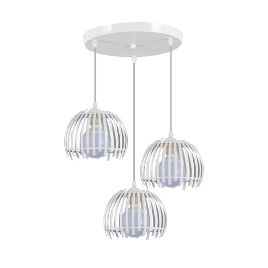 Plafon Latina Blanco 3xE27 de Abrila, lámpara de techo en metal blanco para interior doméstico, iluminación decorativa estilo industrial vintage rústico, modelo 224583001