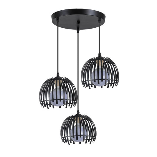 Plafón Latina negro de metal 3xE27 40x40cm Abrila, lámpara colgante moderna industrial vintage para interior doméstico