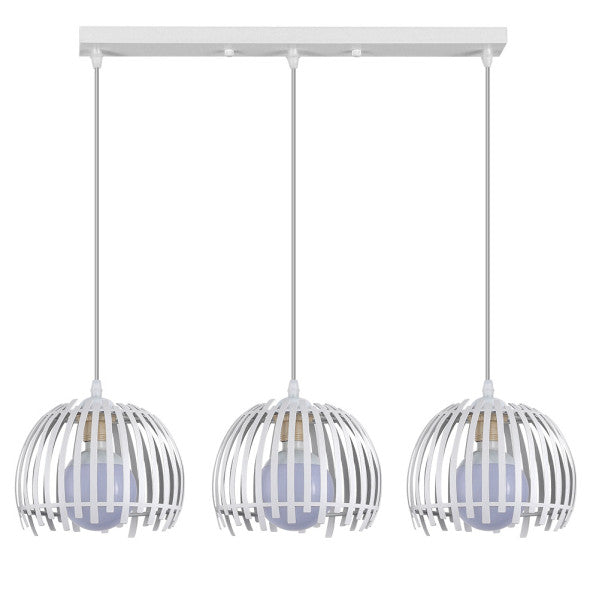 Lámpara colgante latina blanca Regleta de Abrila 3xE27, diseño moderno en metal para decoración interior doméstica