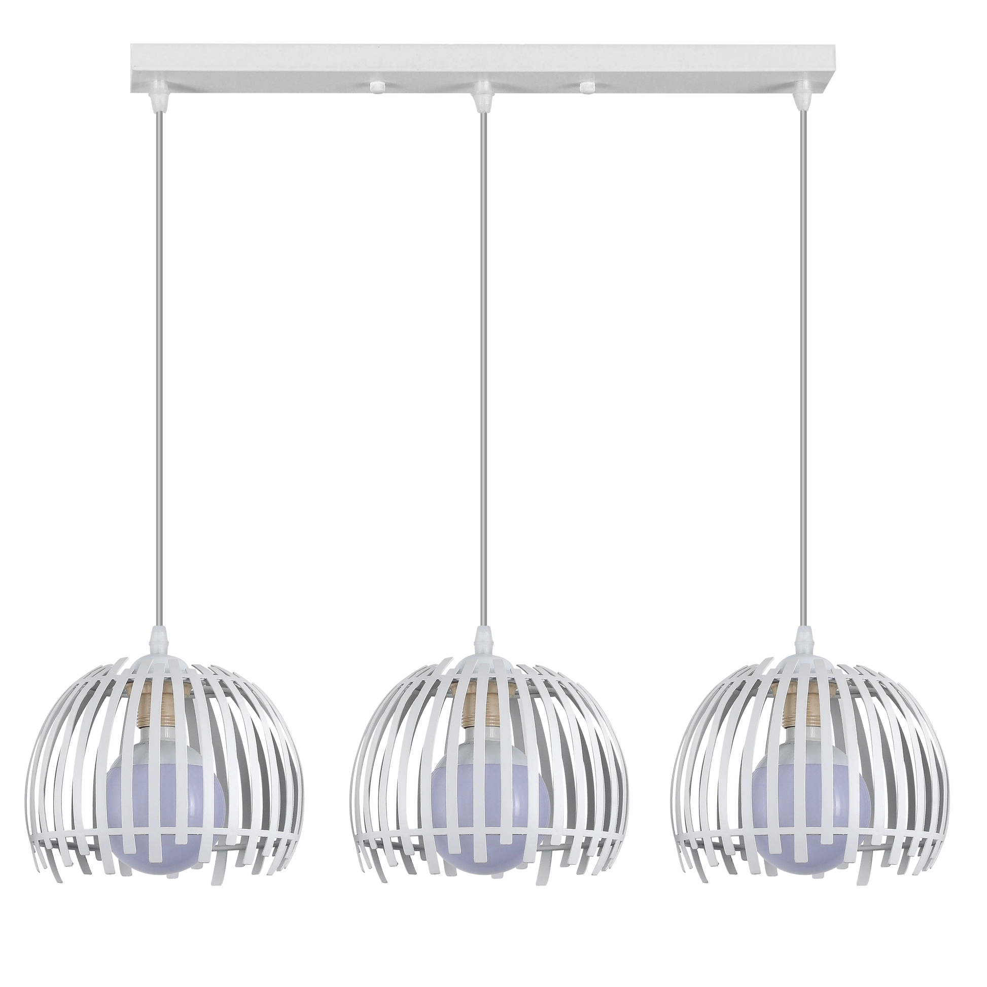 Lámpara colgante latina blanca Abrila 3xE27 de metal, diseño moderno para decoración interior doméstica