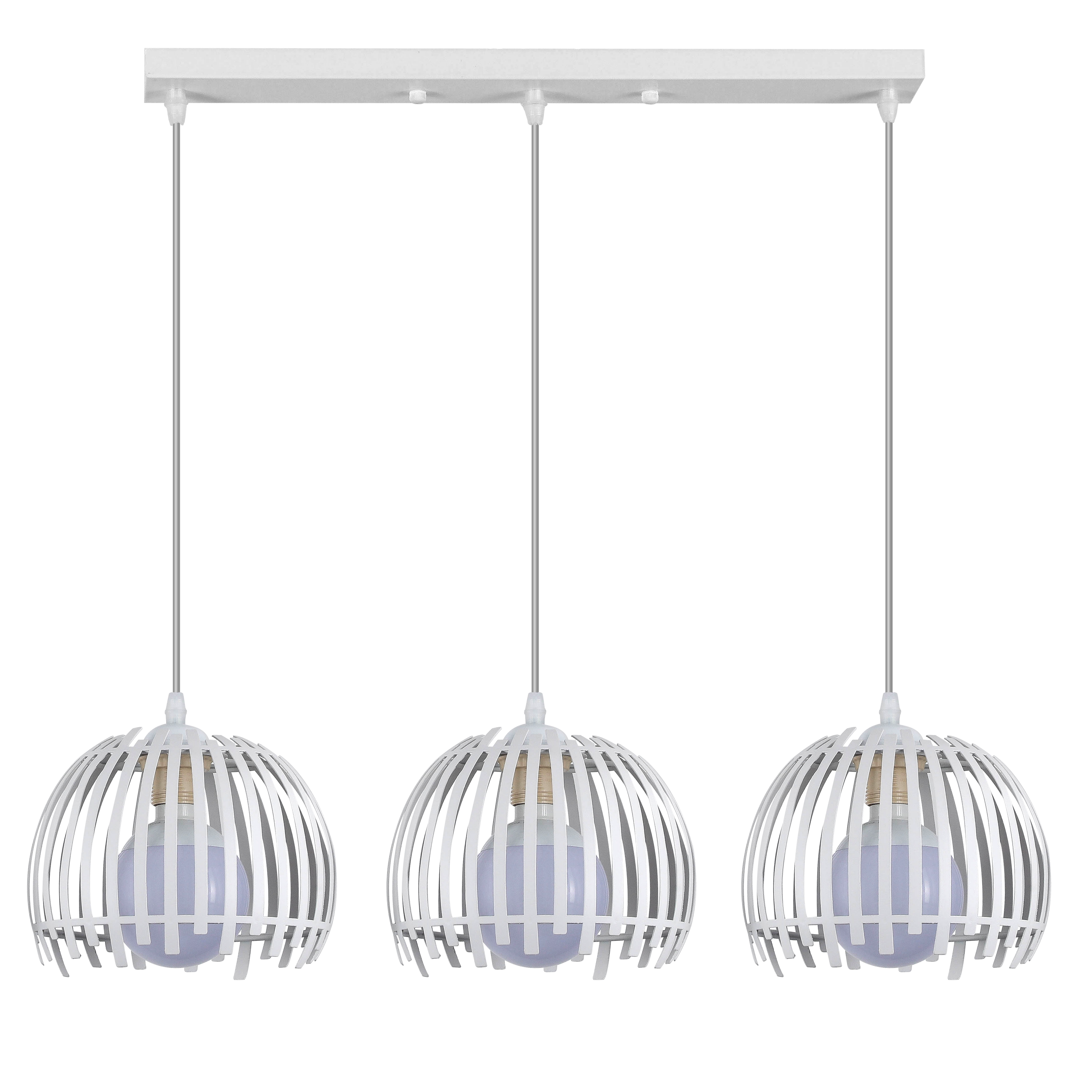 Lámpara colgante latina blanca Abrila 3xE27 de metal, diseño moderno para decoración interior doméstica