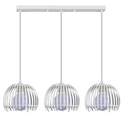 Lámpara colgante latina blanca Abrila 3xE27 de metal, diseño moderno para decoración interior doméstica