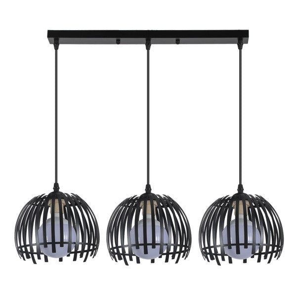 Lámpara colgante Regleta Latina negra 3xE27 de metal Abrila, estilo moderno industrial vintage para decoración interior doméstica