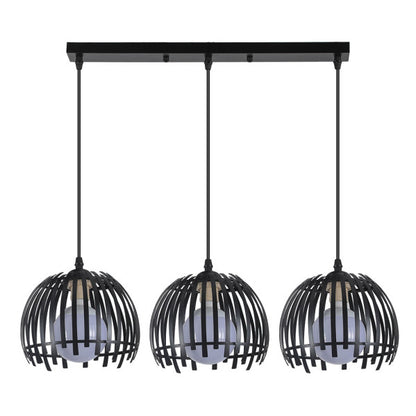 Lámpara colgante Regleta Latina negra 3xE27 de metal Abrila, estilo moderno industrial vintage para decoración interior doméstica