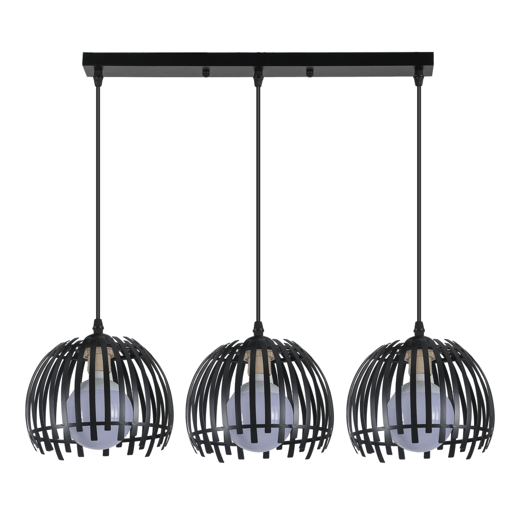 Lámpara colgante regleta latina negra de metal 3xE27 Abrila 224593009, diseño moderno industrial vintage para decoración interior doméstica