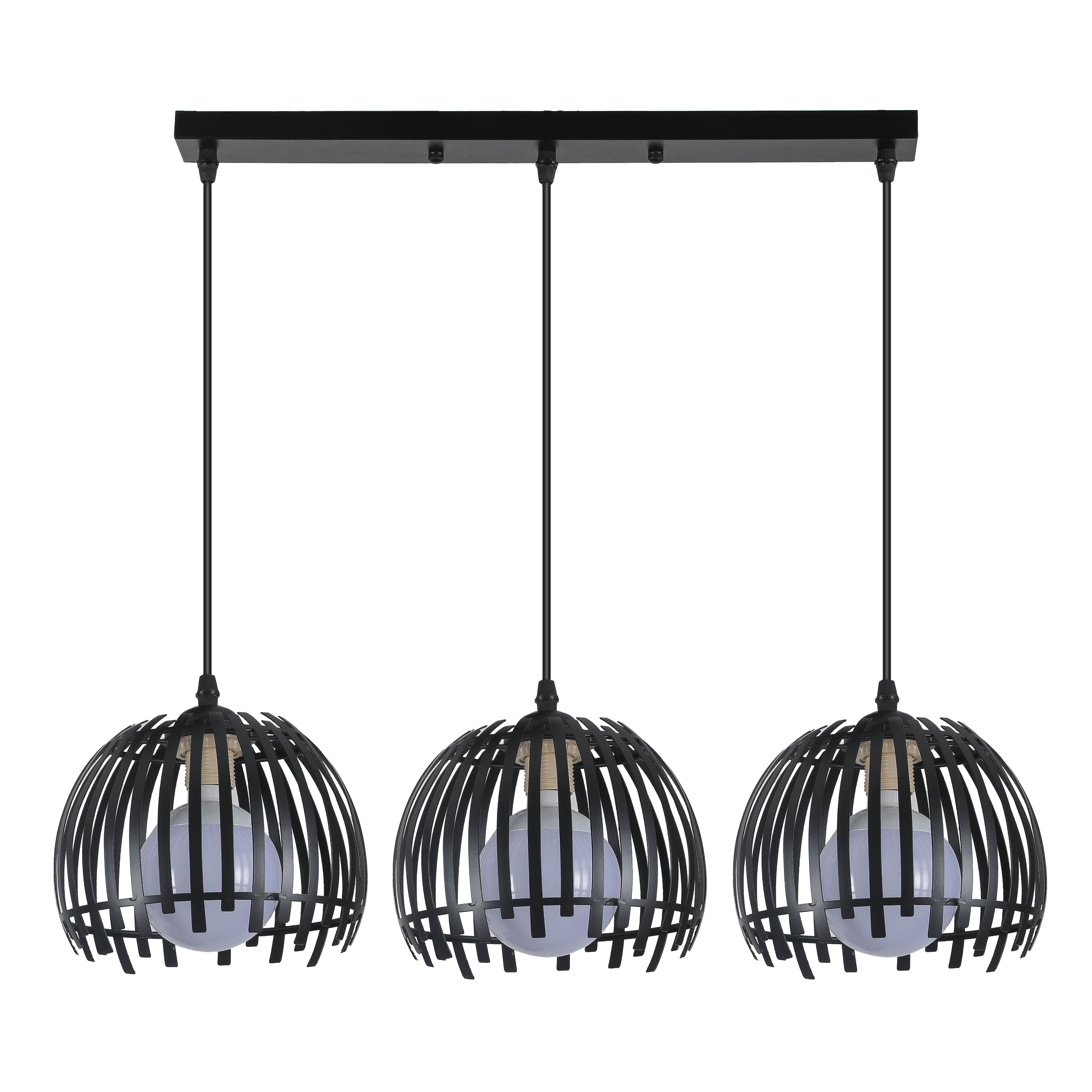 Lámpara colgante regleta latina negra de metal 3xE27 Abrila 224593009, diseño moderno industrial vintage para decoración interior doméstica