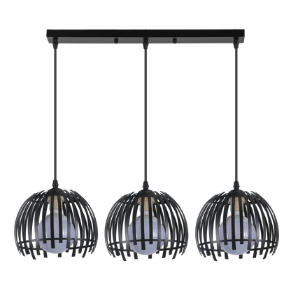 Lámpara colgante regleta latina negra de metal 3xE27 Abrila 224593009, diseño moderno industrial vintage para decoración interior doméstica