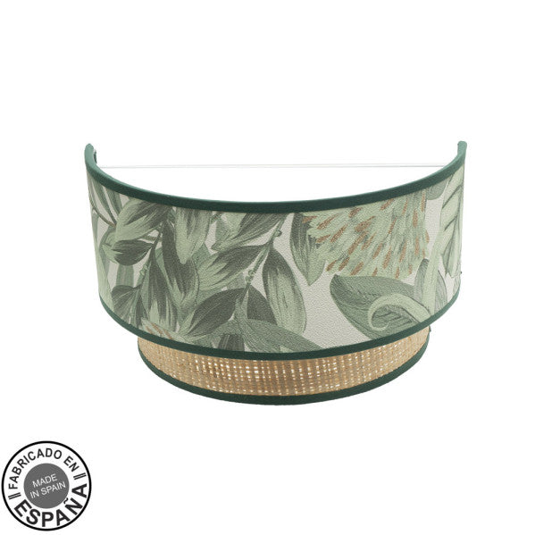 Aplique moderno Congo verde natural de Abrila, lámpara de pared exótica 17x30x15 cm para iluminación interior y decoración doméstica