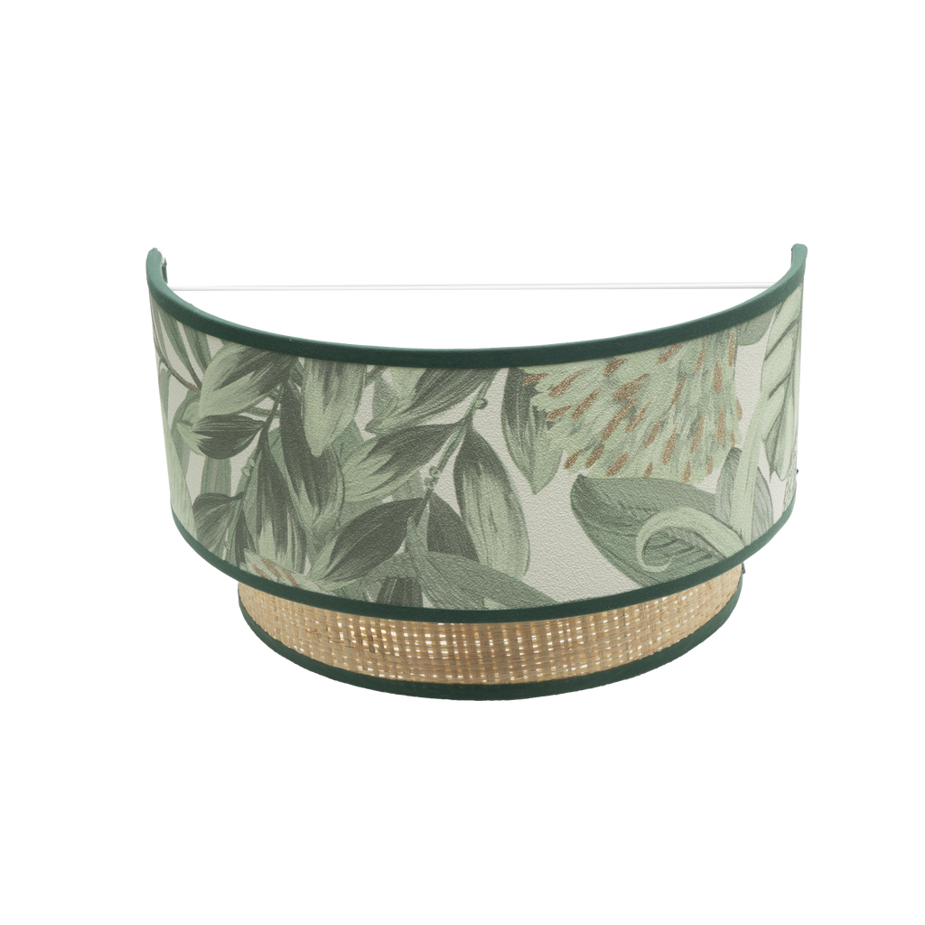 Aplique de pared moderno Congo en verde natural Abrila, 17x30x15 cm, iluminación interior exótica para decoración doméstica