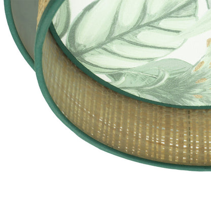 Lámpara colgante Congo 40d de Abrila en blanco, verde natural y negro, diseño moderno rústico de metal y textil para decoración e iluminación interior doméstica, modelo 224994001