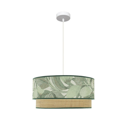 Lámpara colgante Congo Abrila 50cm blanco verde, 3xE27, diseño moderno rústico natural para decoración interior, fabricado en España