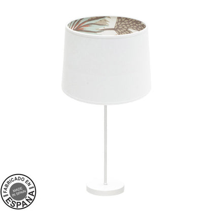 Lámpara de sobremesa grande Tunez en blanco con estampado, modelo Abrila 225171101, diseño moderno de metal y textil para decoración de interiores domésticos en España