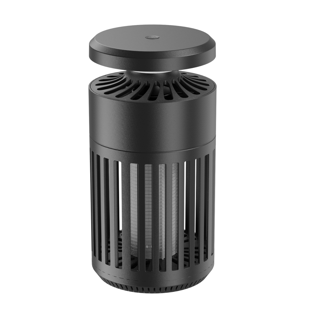 Mata insectos eléctrico Duo Volcan 5W negro de Abrila, ideal para uso doméstico en interiores y exteriores. Equipado con tecnología UV LED para atraer y eliminar insectos de manera efectiva. Diseño moderno y funcional en color negro. Modelo 225300509.