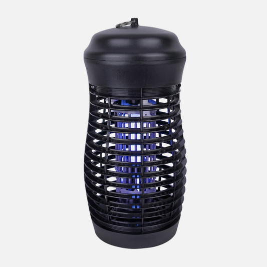 `alt=Mata Insectos Eléctrico Criollo 15W Negro de Abrila, ideal para uso doméstico en interiores y exteriores, terraza, y control de plagas con tecnología UV`