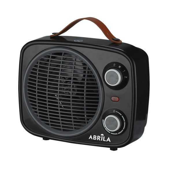 Termoventilador Hoguera 2000W negro y gris de Abrila, calefactor portátil para interiores con termostato y ahorro de energía, modelo 225822009 en metal y policarbonato.