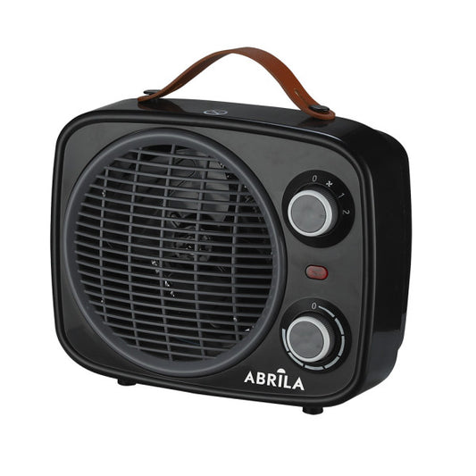 Termoventilador Hoguera 2000W negro y gris de Abrila, calefactor portátil para interiores con termostato y ahorro de energía, modelo 225822009 en metal y policarbonato.