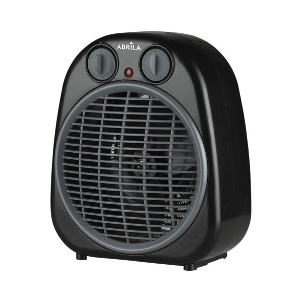 Termoventilador Fogata 2000W negro y gris de Abrila, calefactor doméstico vintage con termostato y seguridad, diseño en metal y policarbonato para calefacción interior AI2.