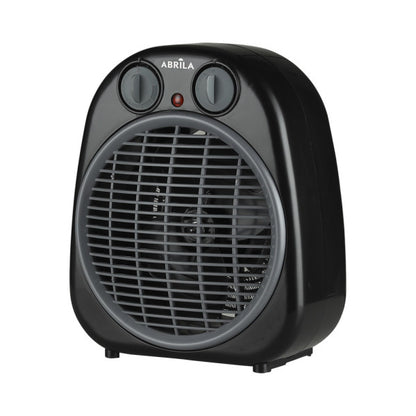 Termoventilador Fogata 2000W negro y gris de Abrila, calefactor doméstico vintage con termostato y seguridad, diseño en metal y policarbonato para calefacción interior AI2.