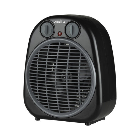 Termoventilador Fogata 2000W negro y gris de Abrila, calefactor doméstico vintage con termostato y seguridad, diseño en metal y policarbonato para calefacción interior AI2.