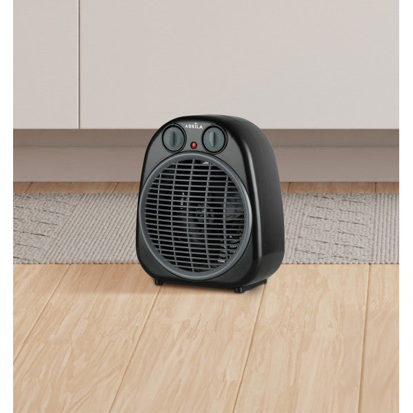 Termoventilador Fogata 2000W negro y gris de Abrila modelo AI2 225922009, calefactor eléctrico doméstico para interior con termostato, seguridad y diseño vintage en metal y policarbonato