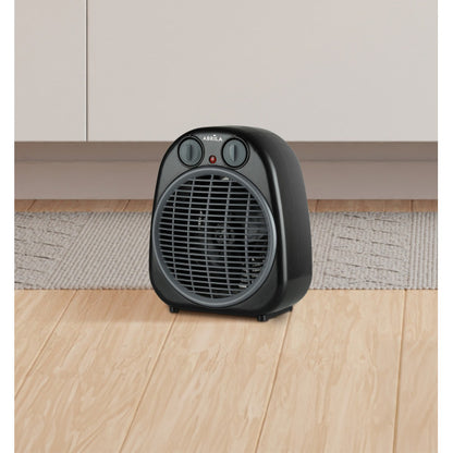 Termoventilador Fogata 2000W negro y gris de Abrila modelo AI2 225922009, calefactor eléctrico doméstico para interior con termostato, seguridad y diseño vintage en metal y policarbonato