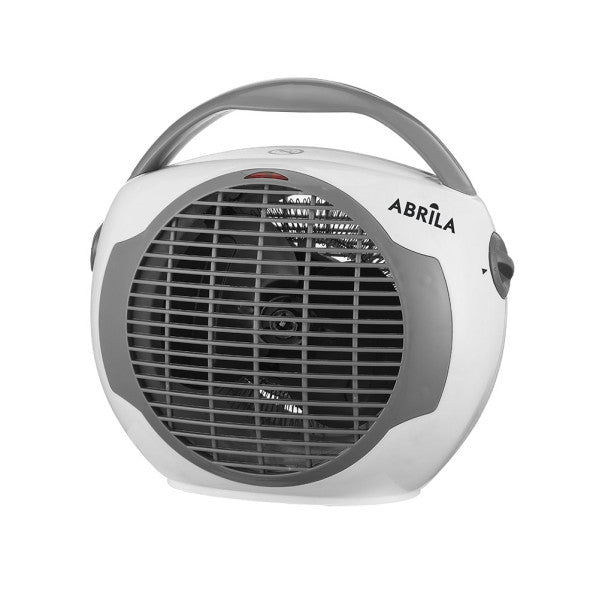 Termoventilador Llama 2000W blanco y gris de Abrila, modelo 226022001, calefactor portátil doméstico con ahorro de energía, seguridad antivuelco y materiales de metal y policarbonato para uso interior.