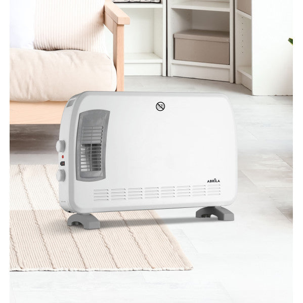 Convector eléctrico Bengala 2000W blanco y gris de Abrila, modelo 226122001 con termostato regulable y función turbo para calefacción doméstica interior eficiente.