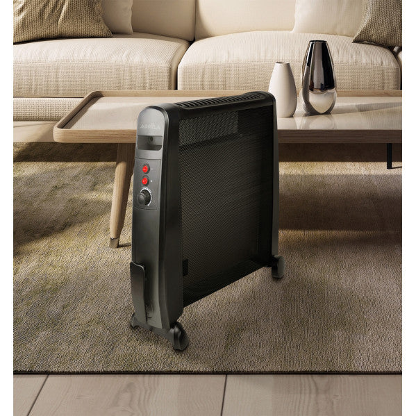 Radiador de mica portátil Otoño 2000W negro de Abrila, con función antihielo AI2 para calefacción doméstica eficiente y ahorro de energía, modelo 226622009