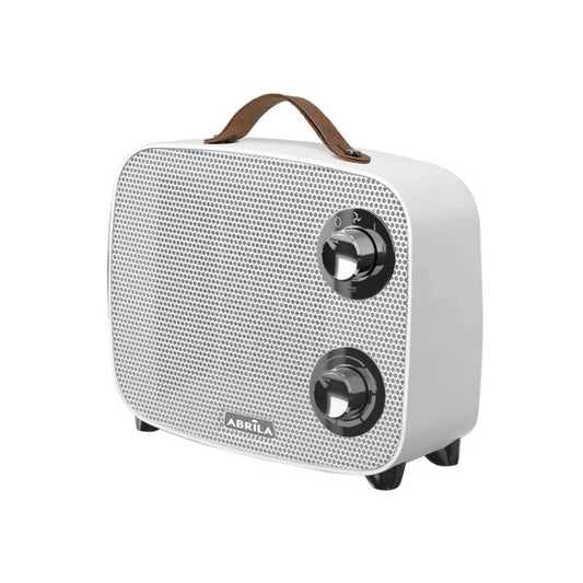 Termoventilador cerámico Corcega 1500W blanco y cromo de Abrila, modelo 227211501 con tecnología PTC para calefacción portátil segura en el hogar, diseño vintage AI2.