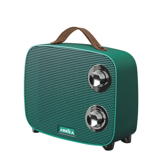 Termoventilador cerámico Corcega 1500W verde y cromo de Abrila, calefactor portátil PTC con diseño vintage para calefacción segura en el hogar, modelo AI2 227211506